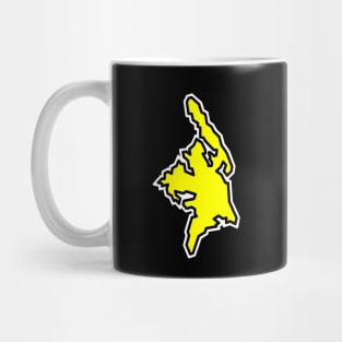 Cortes Island in a Bright Yellow Silhouettte - Fresh and Clean - Cortes Island Mug